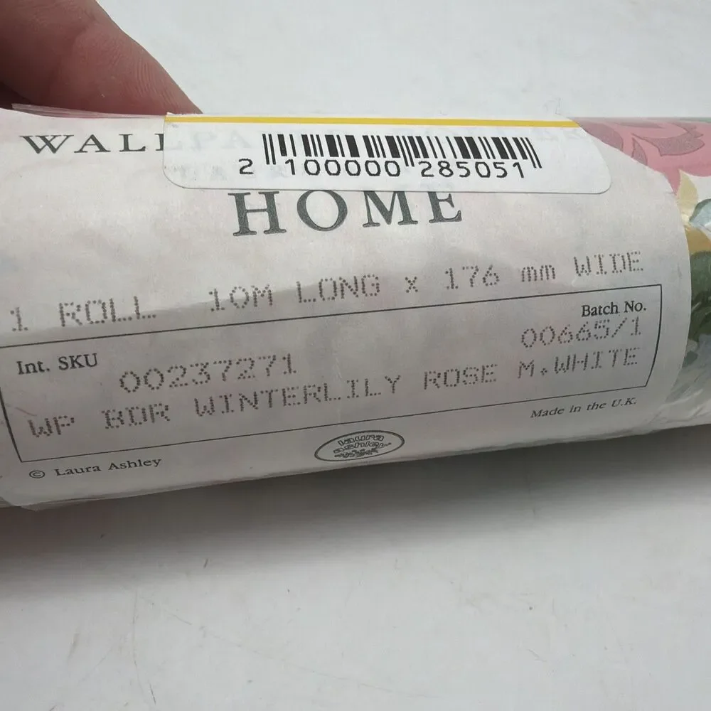 Vintage Laura Ashley winterlily Rose Wallpaper Border Roll Prepasted Cottage 10M